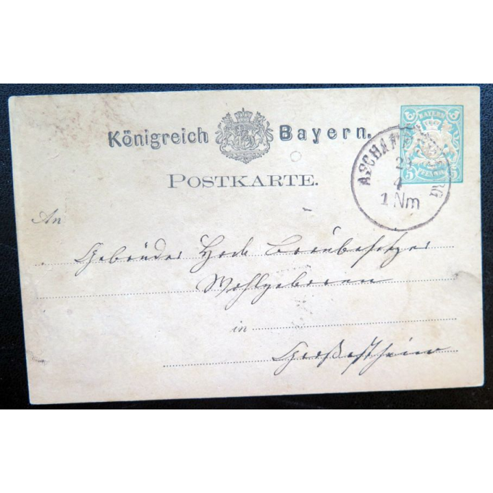 postkarte 2/4 avec timbre embouti Bayern post 5 pfennig vert