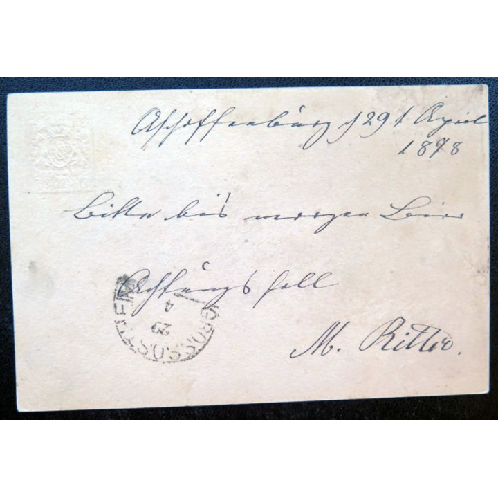 postkarte 2/4 avec timbre embouti Bayern post 5 pfennig vert