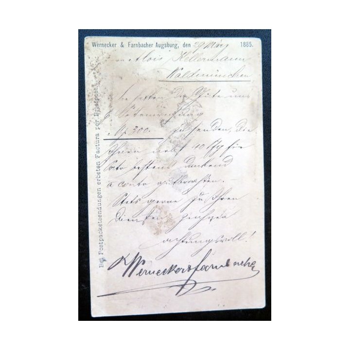postkarte 29/03/1885 avec timbre embouti Bayern post 5 pfennig rouge