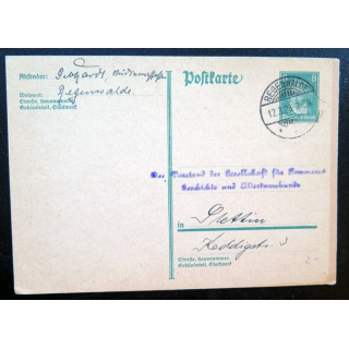 postkarte 12/03/1928 avec timbre embouti deutches Reich 8 pfennig vert