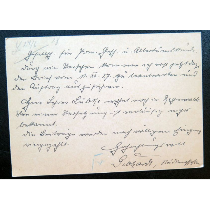 postkarte 12/03/1928 avec timbre embouti deutches Reich 8 pfennig vert