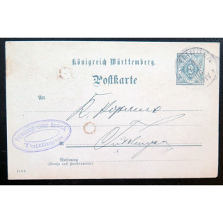 postkarte 06/11/1906 timbre embouti Württemberg dienst sache 2 pfennig
