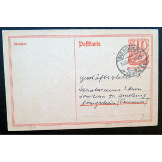 postkarte 15/10/1921avec timbre embouti 40 pfennig orange