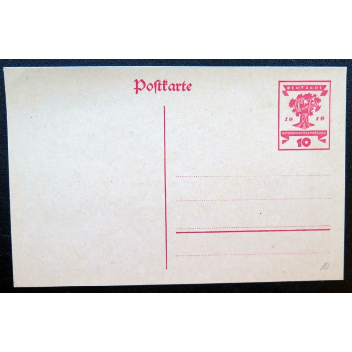 postkarte 1910 avec timbre embouti 10 pfennig rouge