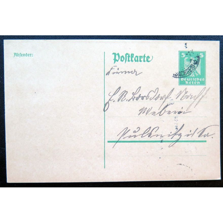 postkarte avec timbre embouti Deutsches Reich 5 pfennig vert