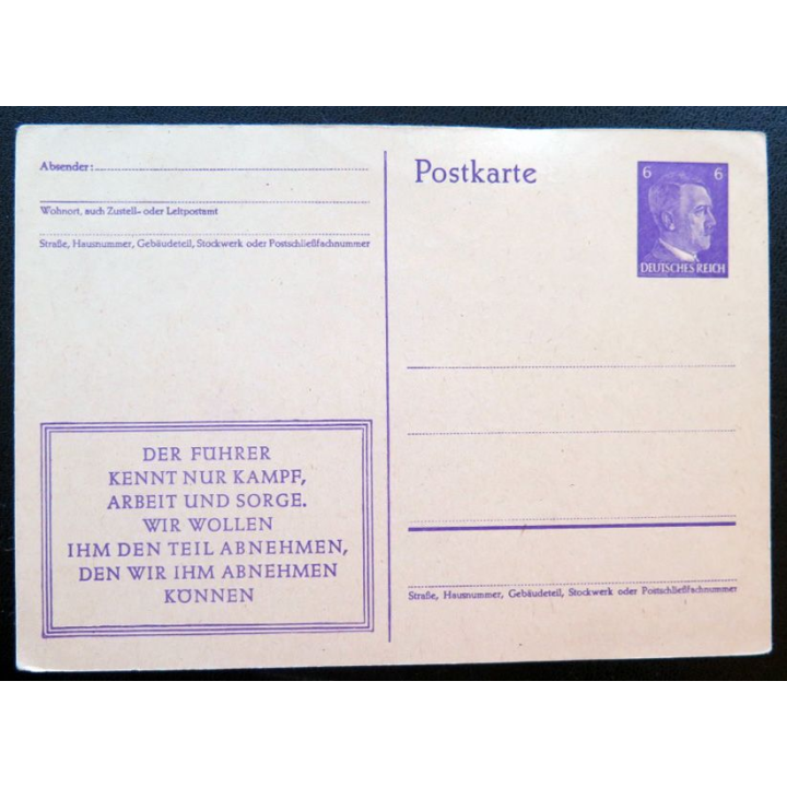 postkarte Der Führer Deutsches Reich 6 pfennig marron