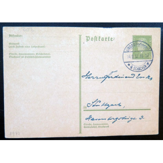 postkarte 14/09/1932 avec timbre embouti 6 pfennig vert