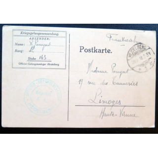 Carte postale soldat français prisonnier guerre 1918 