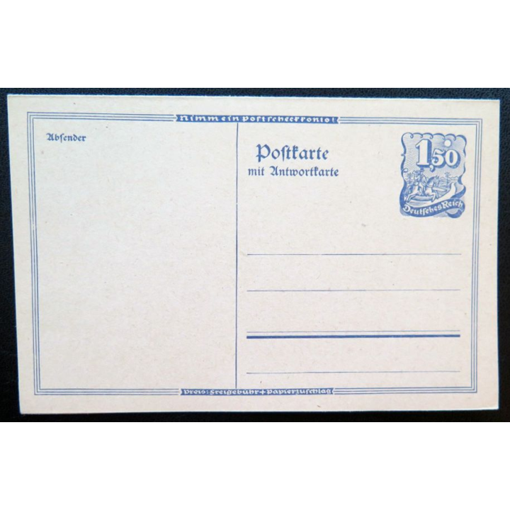 postkarte avec timbre embouti Deutsches Reich 1,5 pfennig