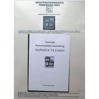 Carte 1° jour Weltpostkongress Hamburg 1984 Naposta 74 essen