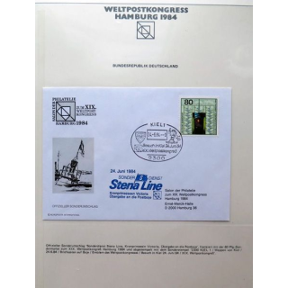 Enveloppe 1° jour Weltpostkongress Hamburg 1984 Stena Line 80 pfennig
