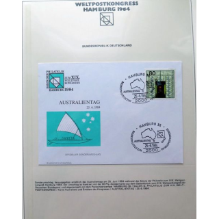 Enveloppe 1° jour Weltpostkongress Hamburg 1984 Australientag 80 pfennig