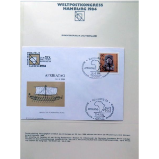 Enveloppe 1° jour Weltpostkongress Hamburg 1984 Afrikatag 60 pfennig