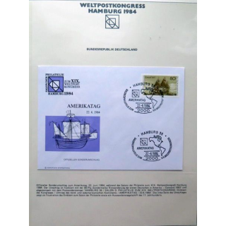 Enveloppe 1° jour Weltpostkongress Hamburg 1984 Amerikatag 80 pfennig