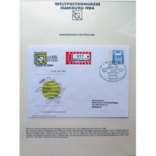 Enveloppe 1° jour Weltpostkongress Hamburg 1984 280 pfennig