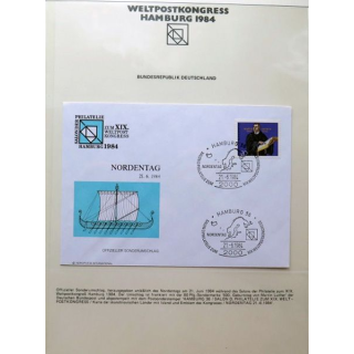 Enveloppe 1° jour Weltpostkongress Hamburg 1984 Nordentag 80 pfennig