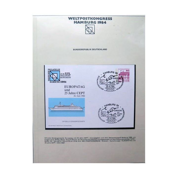 Enveloppe Weltpostkongress Hamburg 1984 Europatag und 25 jähre CEPT