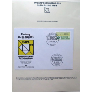 Enveloppe 1° jour Weltpostkongress Hamburg 1984 IMPA 84 80 pfennig