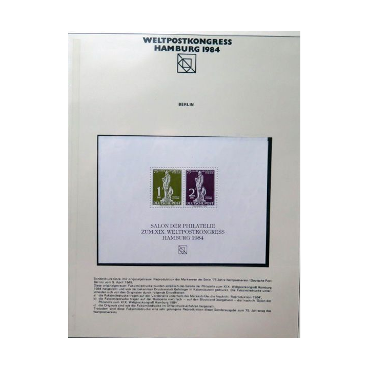 Carte 1° jour Weltpostkongress Hamburg 1984 2 timbres 75 jähre Weltpostverein Berlin