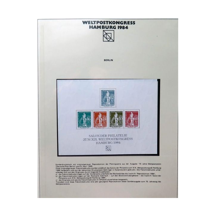 Carte 1° jour Weltpostkongress Hamburg 1984 5 timbres 75 jähre Weltpostverein Berlin