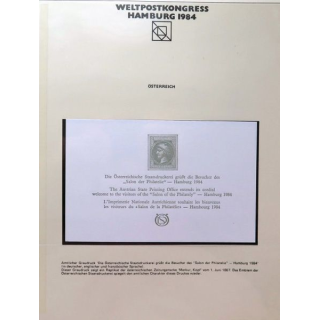 Carte 1° jour Weltpostkongress Hamburg 1984 1 timbre Österreichische post