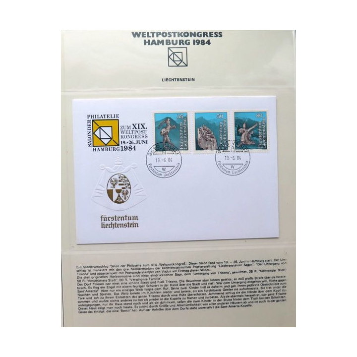 1984 3 timbres fürstentum Liechtenstein