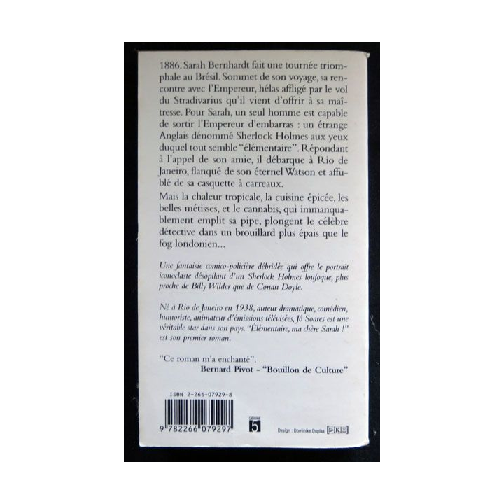 Elémentaire ma chère Sarah! écrit par Jô Soares aux éditions Calmann-Lévy - F026