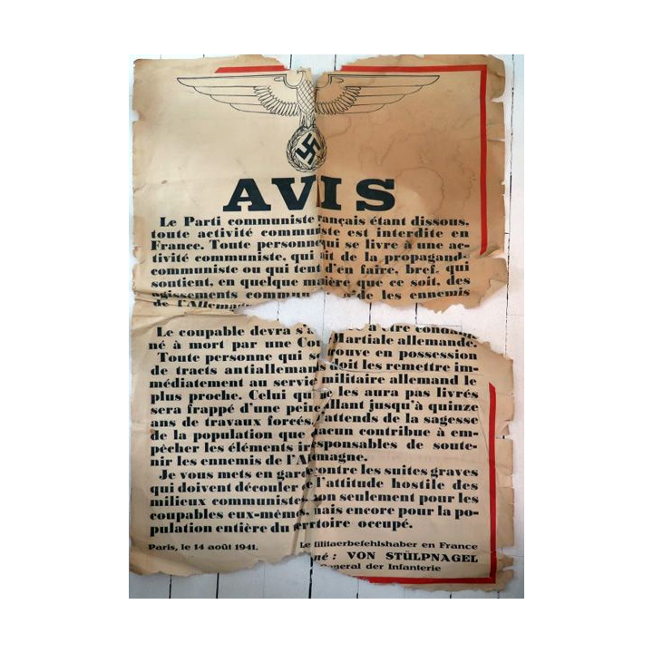 Affiche allemande SS contre le parti communiste français 