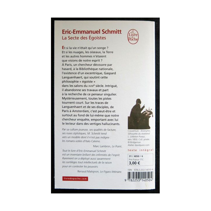La secte des égoïstes écrit par Eric-Emmanuel Schmitt aux éditions Albin Michel - F026