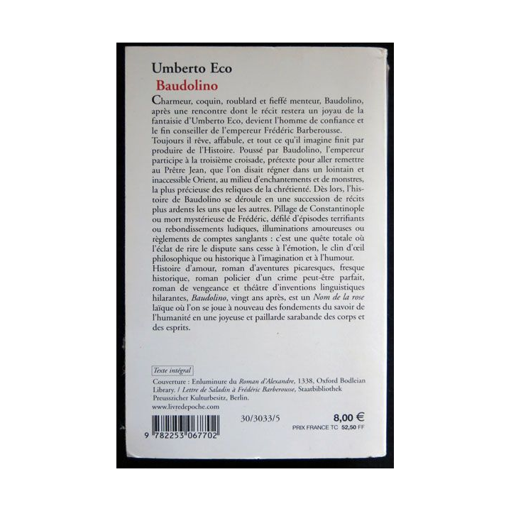Baudolino écrit par Umberto Eco aux éditions Grasset - F026