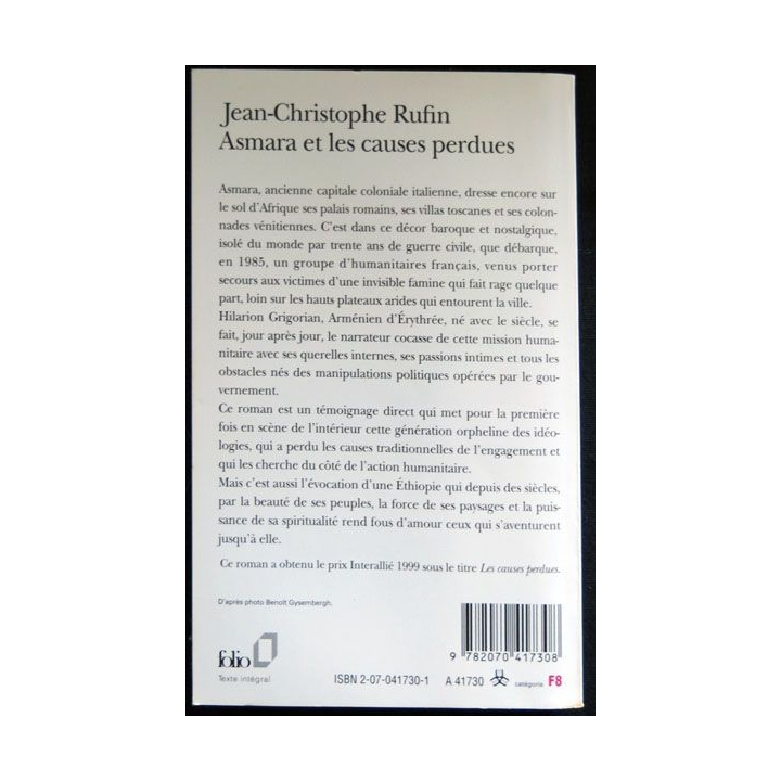 Asmara et les causes perdues écrit par Jean -Christophe Rufin aux éditions Gallimard - F026