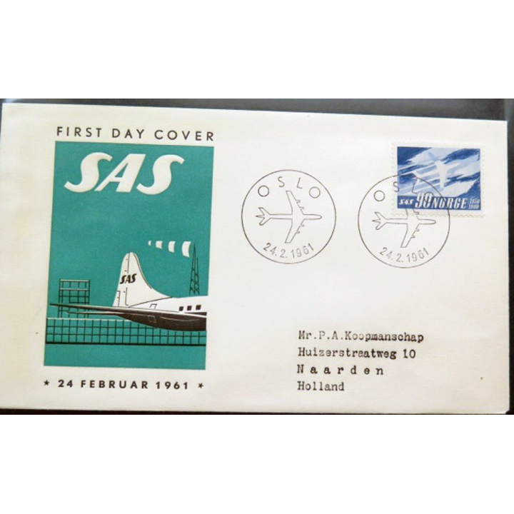 Enveloppe 1° jour SAS Oslo 24 février 1961