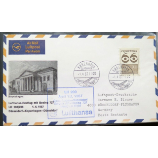 Lufthansa Erstflug Düsseldorf Kopenhagen Düsseldorf 1 April 1967