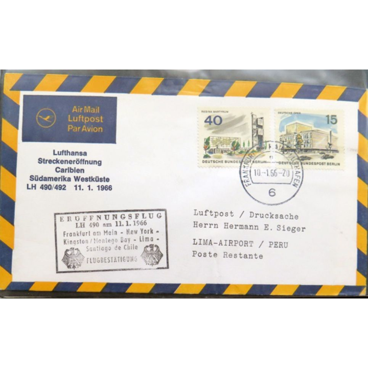 Lufthansa Eruffnungsflug Frankfurt/Main Santiago de Chile 10 janv 1966