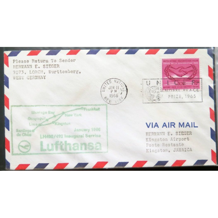 Lufthansa Inaugural service Santiago du Chile Frankfurt 11 janvier 1966