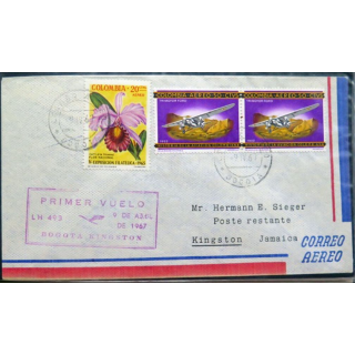Enveloppe 1° jour Correo Aereo Primer Vuelo Bogota Kingston 9 avril 1967