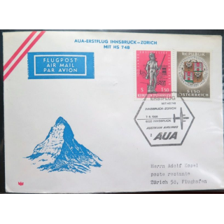 Austrian Airlines AUA Erstflug Innsbruck Zürich 7 juin 1966