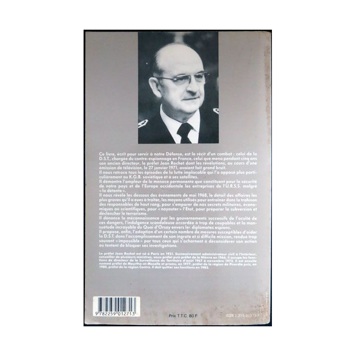 5 ans à la tête de la DST 1967-1972 La mission impossible écrit par Jean Rochet aux éditions Plon