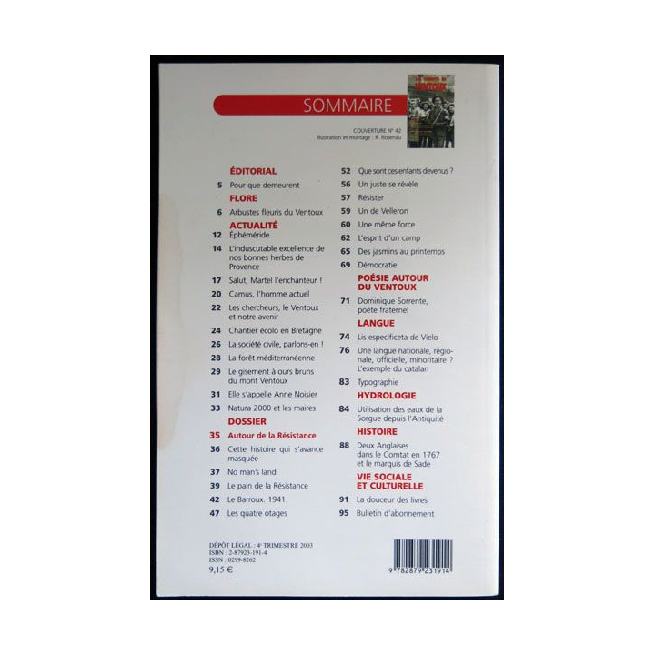 Les carnets du Ventoux N° 42 décembre 2003 Editions  A. Barthélemy Avignon