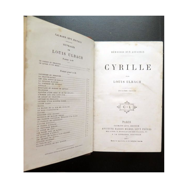 Mémoires d'un assassin Cyrille par Louis Ulbach 2° édition 1877 