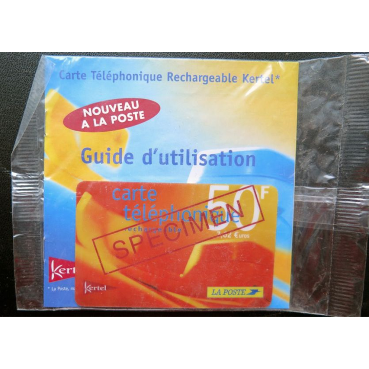 carte téléphonique rechargeable Kertel 50 F La poste sous blister neuve