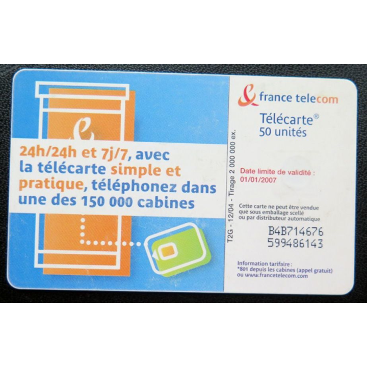 télécarte 50 unités France télécom 150 000 cabines