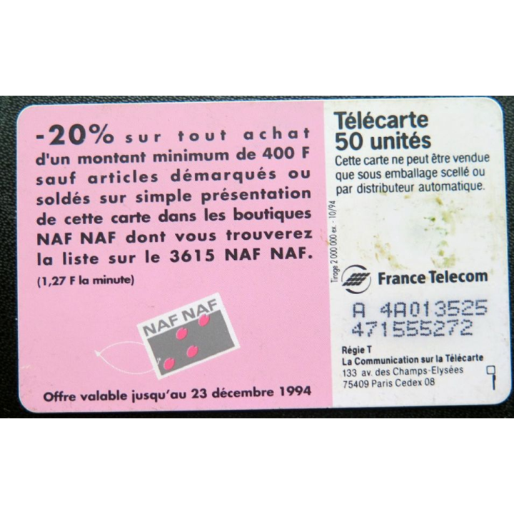 télécarte 50 unités NAF NAF France télécom