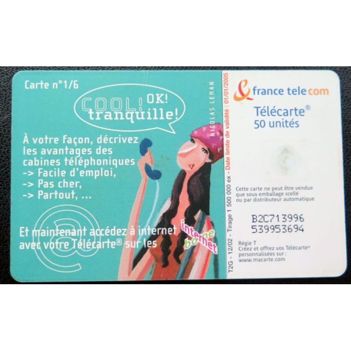 télécarte 50 unités Cool carte 1/6 France télécom