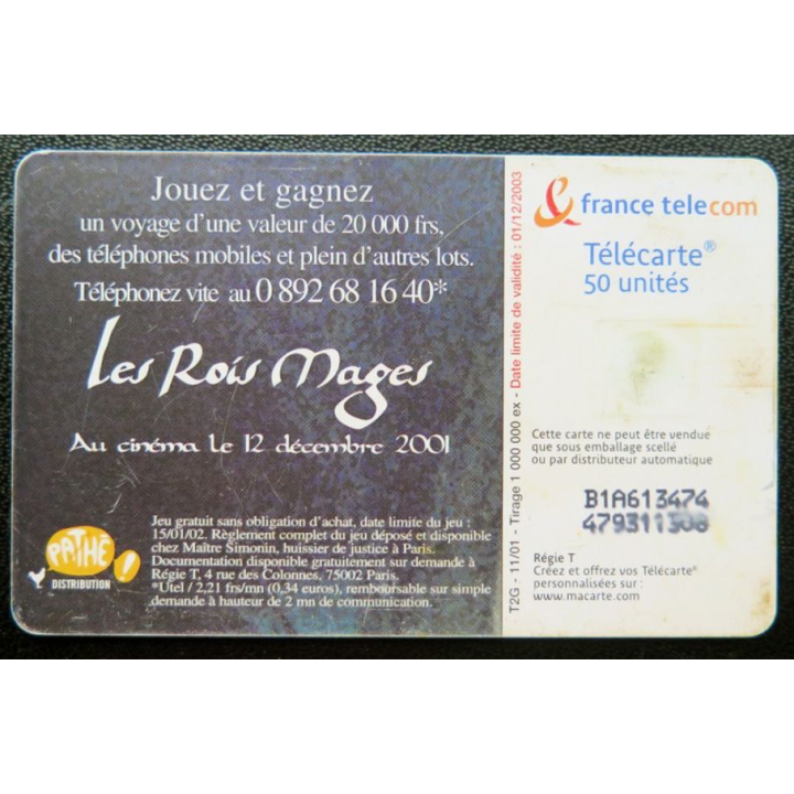 télécarte 50 unités Les Rois Mages France télécom