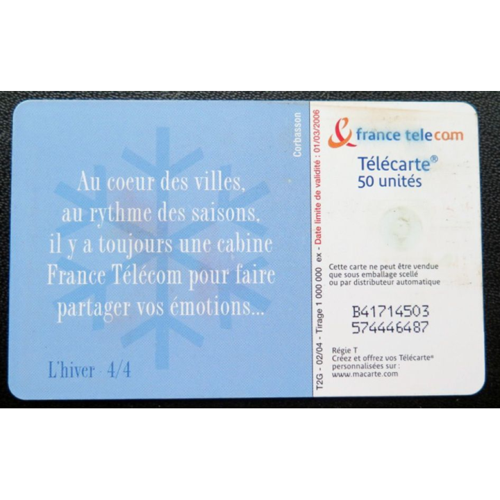 télécarte 50 unités Au coeur des villes l'hiver 4/4 France télécom