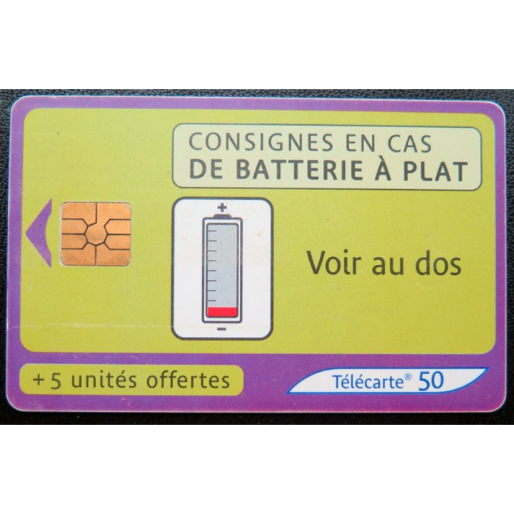 télécarte 50 unités consignes en cas de batterie à plat France télécom