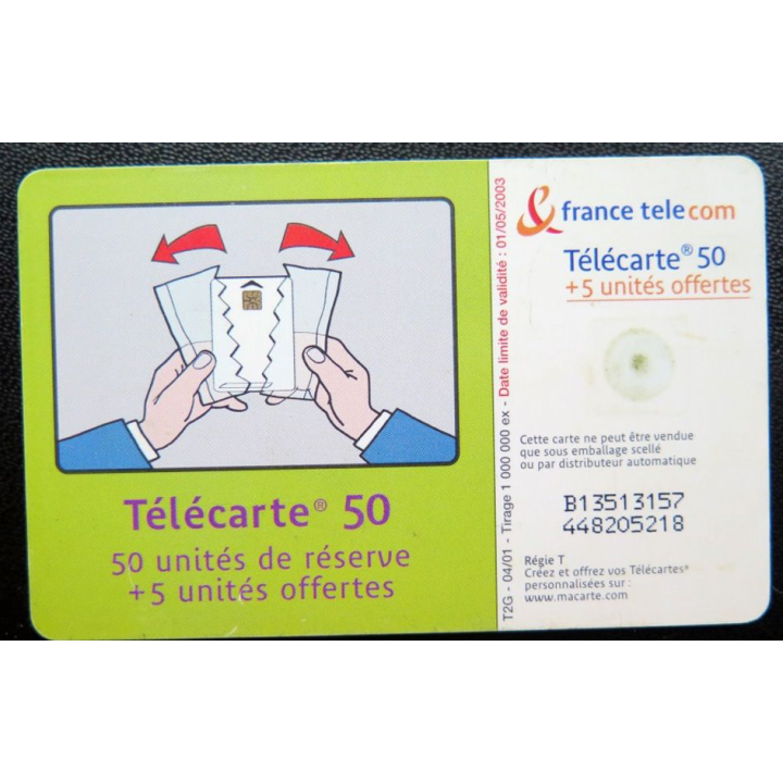 télécarte 50 unités consignes en cas de batterie à plat France télécom