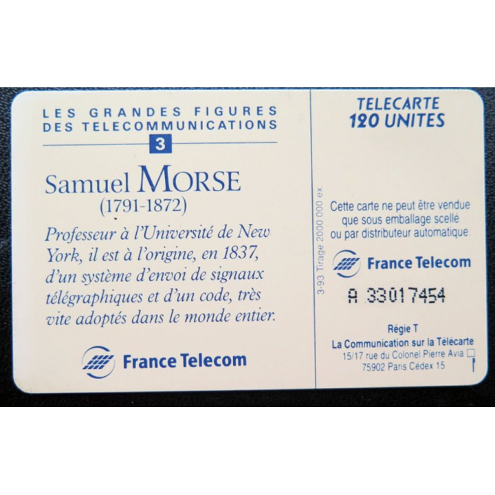 télécarte 120 unités Samuel Morse France télécom