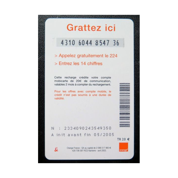 Mobicarte 20 € Orange